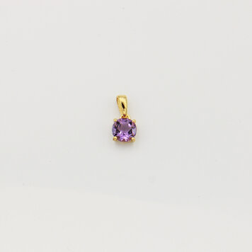 Tiny Round Amethyst Sterling GP Pendant