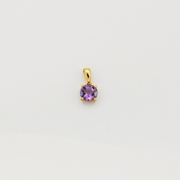 Tiny Round Amethyst Sterling GP Pendant