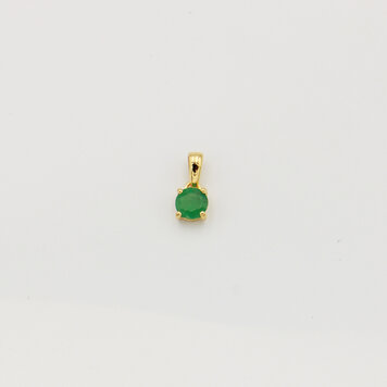 Tiny Round Emerald Sterling GP Pendant