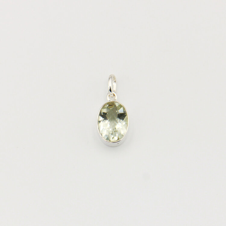 Green Amethyst Oval Sterling Pendant
