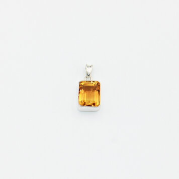 Citrine Rectangle Sterling Pendant