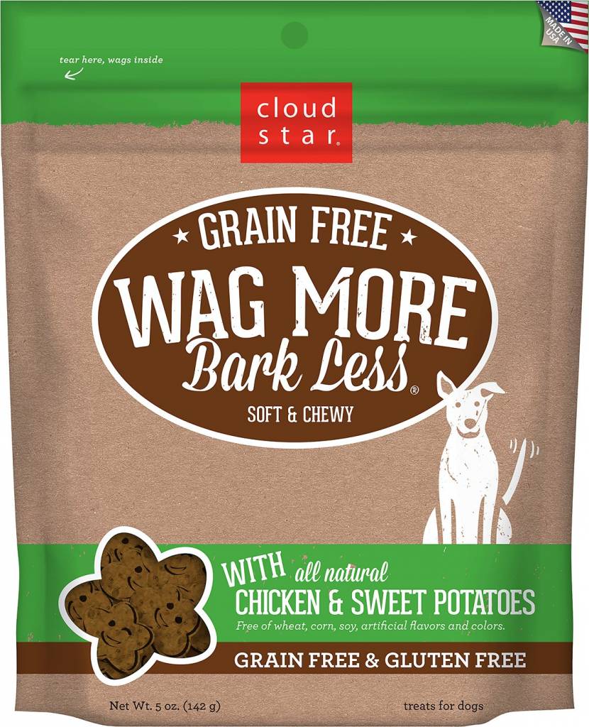 Cloud Star Wag More Bark Less Grain-Free Soft & Chewy with Chicken & Sweet Potatoes Dog Treats, 5 oz.