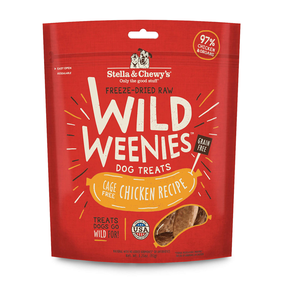 Stella & Chewy Cage-Free Chicken Recipe Wild Weenies Freeze-Dried Raw Dog Treats, 3.25 oz.