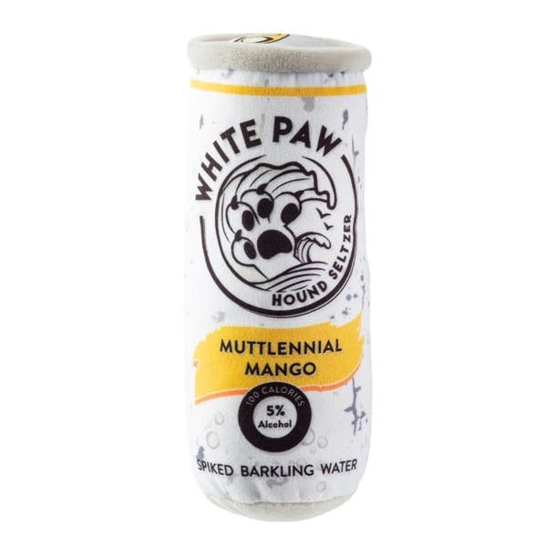Haute Diggity Dog Muttlennial Mango White Paw Hound Seltzer Dog Toy