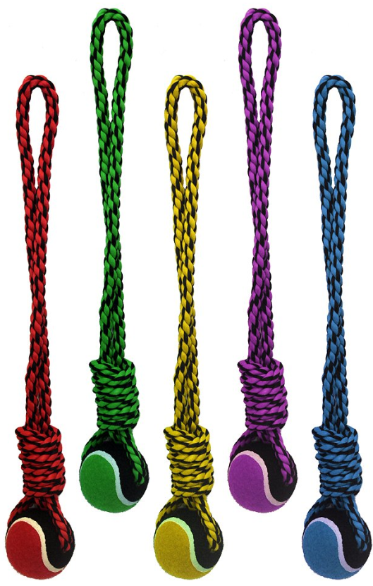 Multipet Nuts For Knots Long Rope Tug & Tennis Ball Dog Toy