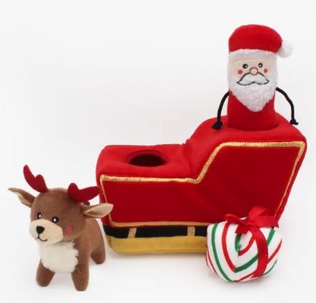 Zippy Paws Holiday Burrow Santa's Sleigh Dog Toy