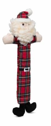 HuggleHounds Huggle Fleece Long & Lovey Tartan Santa Claus Dog Toy