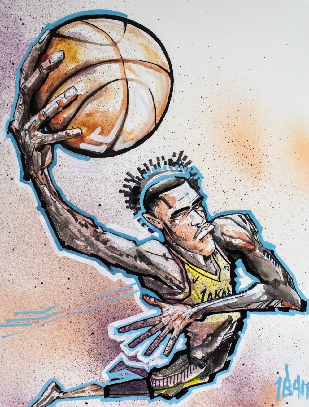 Lonzo Ball Lakers by Johnathan Ball (Signed by Lonzo Ball
