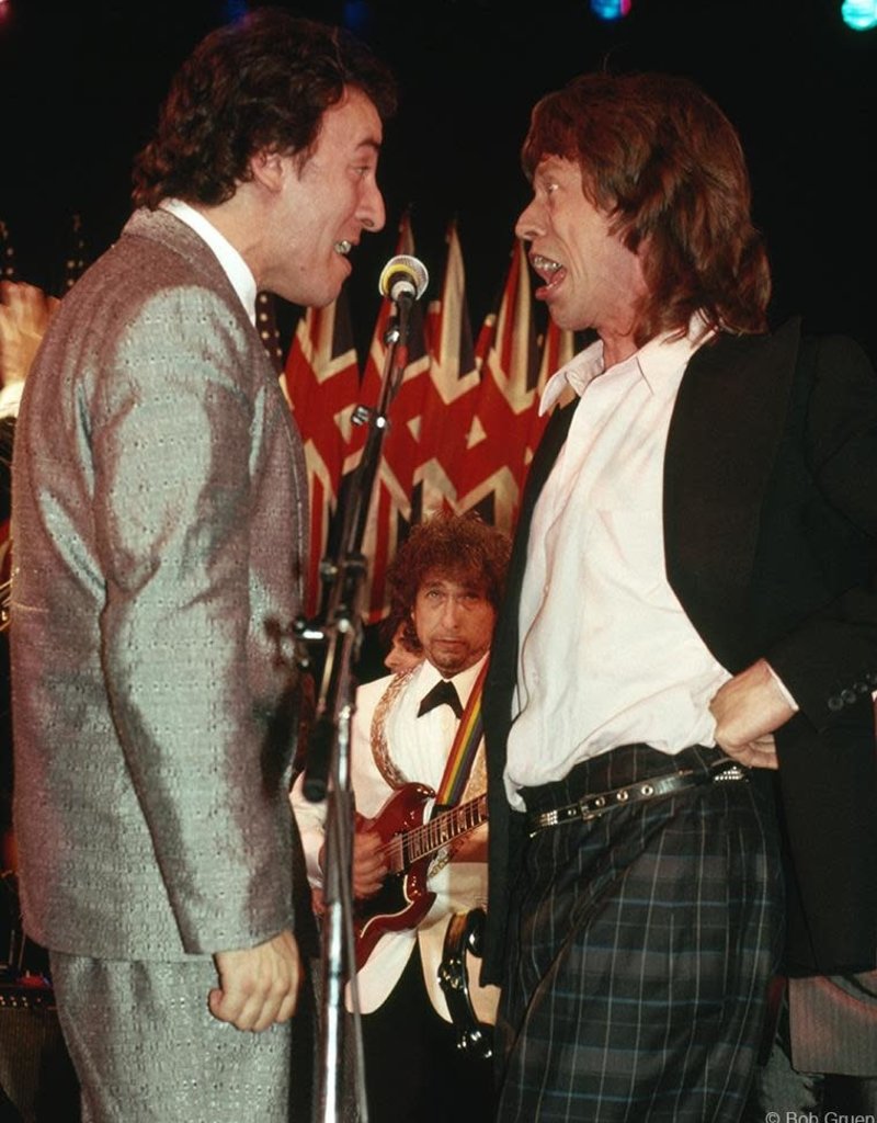 Gruen Bruce Springsteen, Bob Dylan, Mick Jagger, NYC 1988 by Bob Gruen