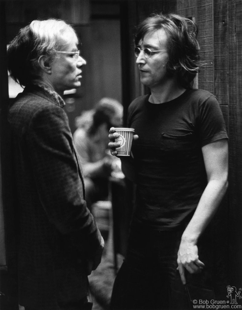 Gruen John Lennon and Andy Warhol, Record Plant, NYC, 1972 by Bob Gruen