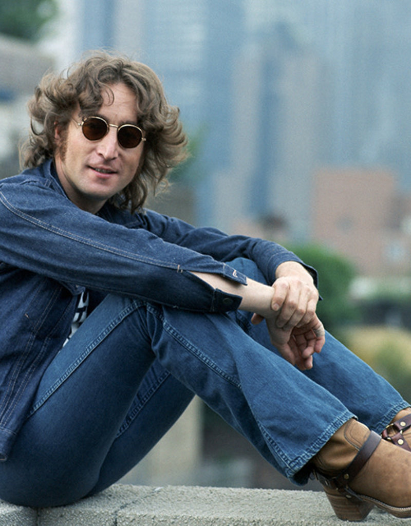 Gruen John Lennon wearing his NYC T-shirt and denim jacket, NYC 1974 by Bob Gruen