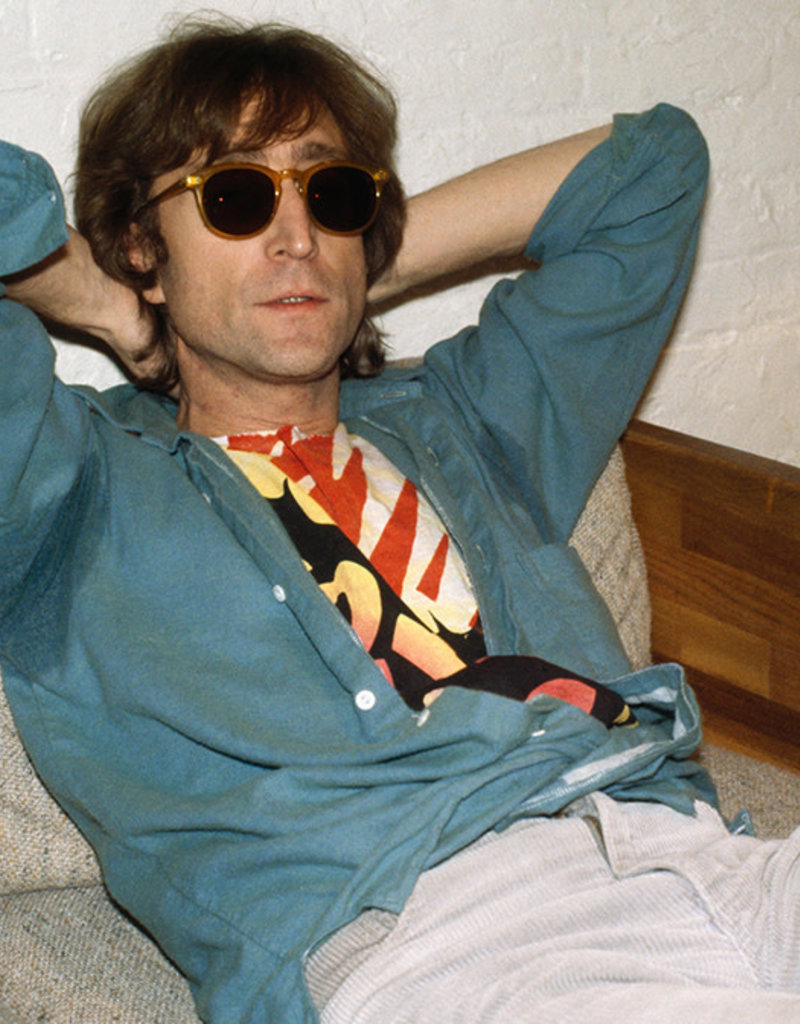 Gruen John Lennon wearing Rockerciser shirt, Hit Factory, NYC by Bob Gruen