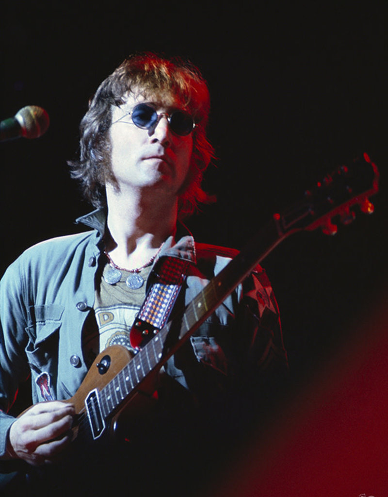 Gruen John Lennon on stage at The One To One concert, MSG, NYC 1972 by Bob Gruen
