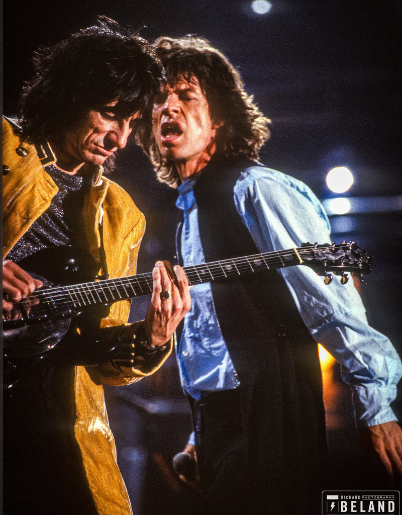 Beland Ron Wood and Mick Jagger, Rolling Stones - Soldier Field, Chicago 1994 by Richard Beland