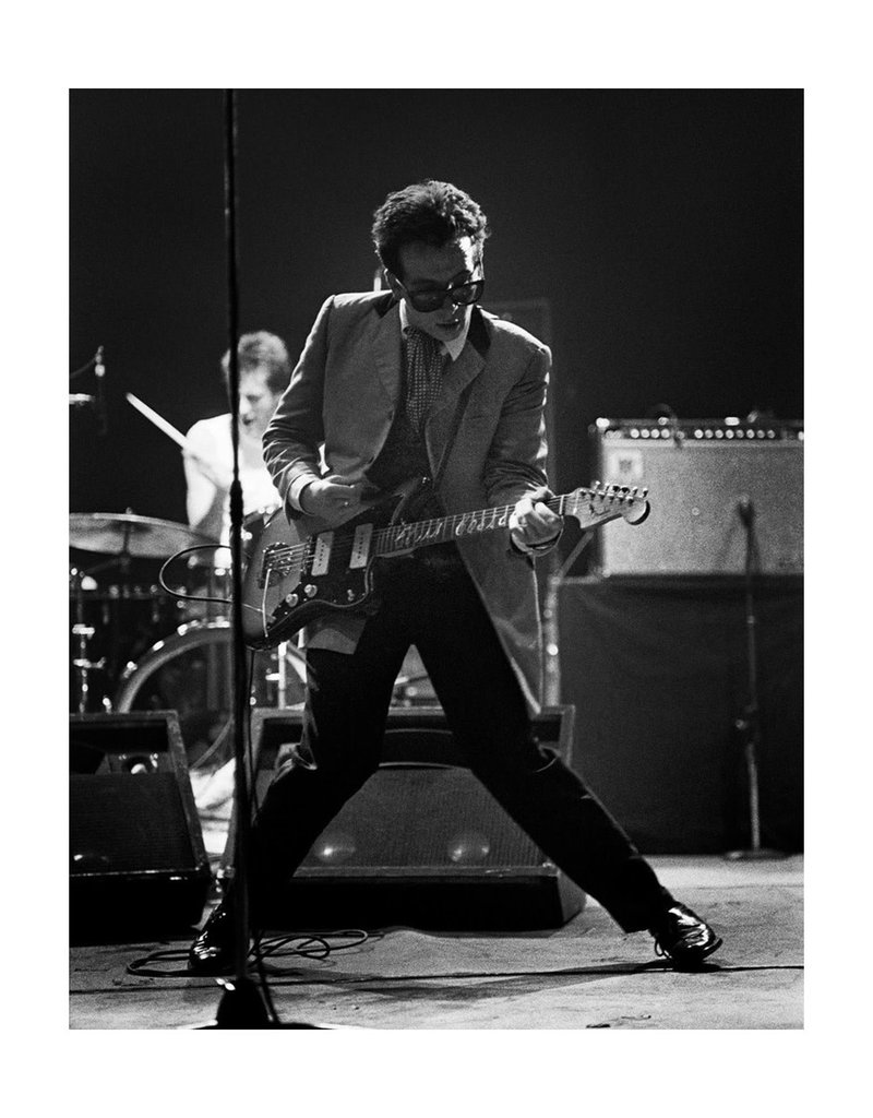 Grecco Musician Elvis Costello performs live By Michael Grecco