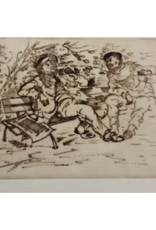 Chauski Two Men On Bench by Moshe Chauski