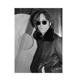 Gruen John Lennon wearing a black leather jacket, Record Plant, NYC 1980 by Bob  Gruen