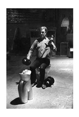 Arnold Andy WARHOL, exercising seated on the toilet, in the Silver Factory, New York. 1964 by Eve Arnold