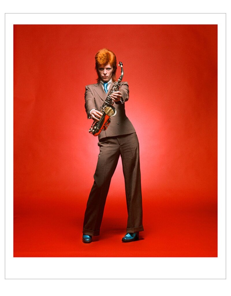 Rock Bowie, Sax Full Length Colour, London 1973  by Mick Rock
