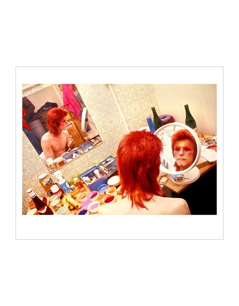 Rock Bowie Make Up Circle Mirror, Scotland 1973  by Mick Rock