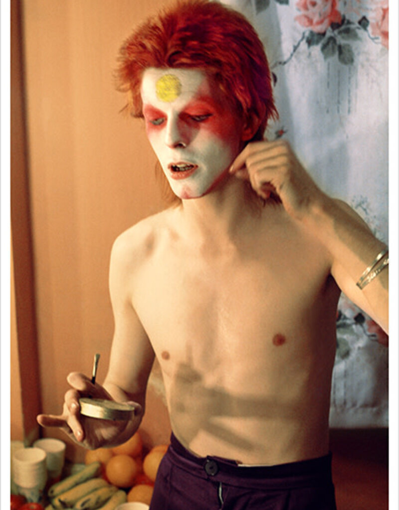 Rock Bowie Pulling Of Mask, UK 1973  by Mick Rock