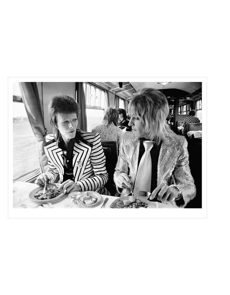 Rock Bowie & Ronson Lunch On The Train to Aberdeen, UK 1973  by Mick Rock