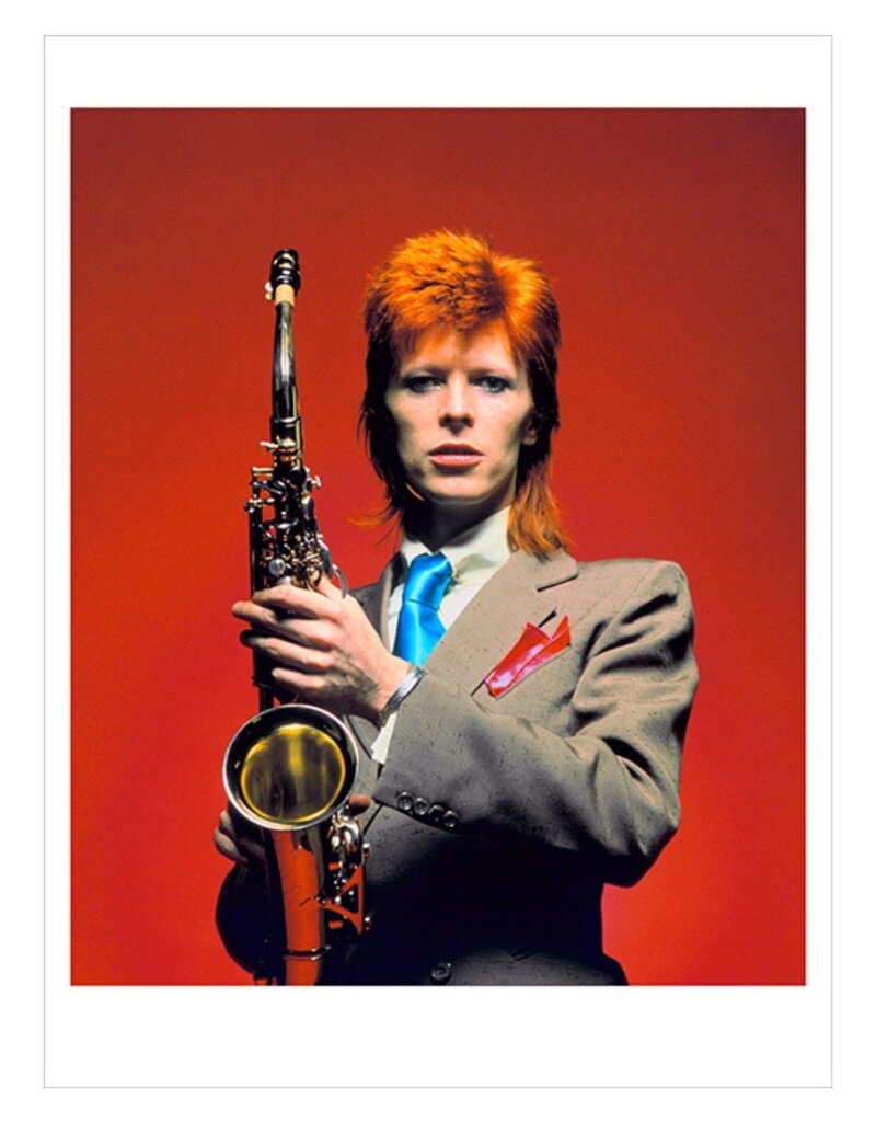 Rock Bowie Sax C U Color 1, London 1973 by Mick Rock