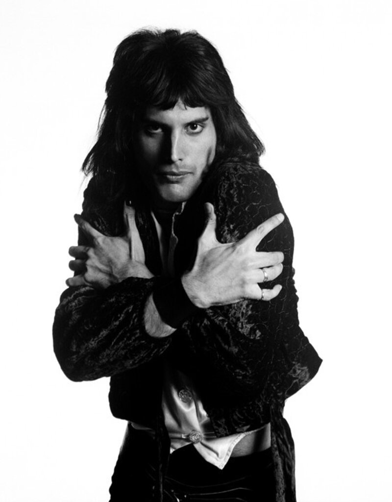 Rock Freddie Mercury Holding Himself, London, 1974 by Mick Rock