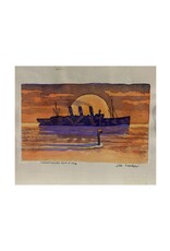 Lasker Camouflaged Ship + Sub by Joe Lasker
