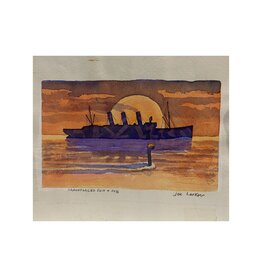 Lasker Camouflaged Ship + Sub by Joe Lasker