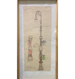 Lasker Barbershop Pole and Streetlamp by Joe Lasker