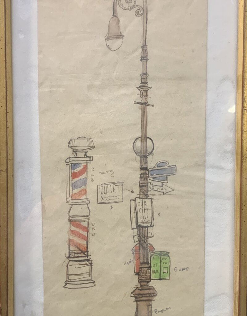 Lasker Barbershop Pole and Streetlamp by Joe Lasker
