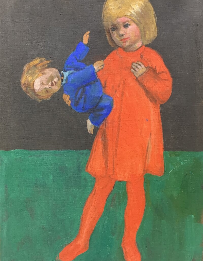 Lasker Girl with Doll (Original) by Joe Lasker