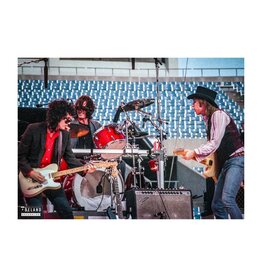 Beland Tom Petty with Heartbreakers Stan Lynch and Mike Campbell at Rich Stadium, Buffalo 1986 by Richard Beland