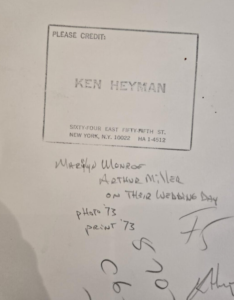 Heyman Marilyn Monroe and Arthur Miller on their Wedding Day By Ken Heyman