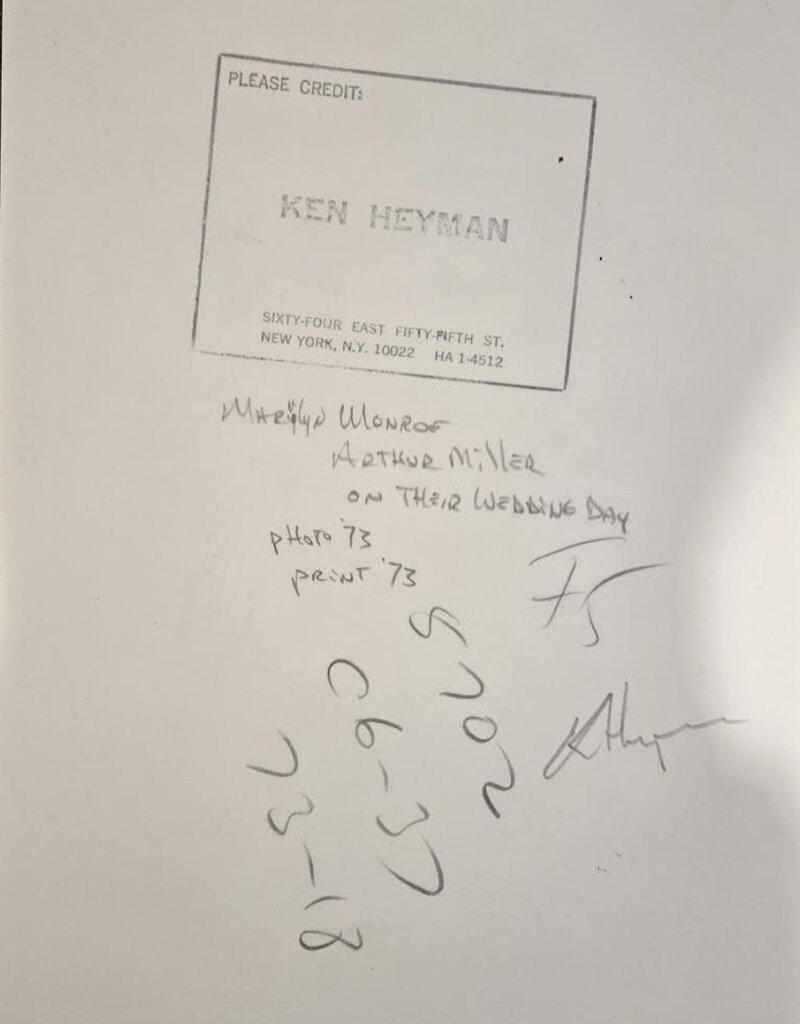 Heyman Marilyn Monroe and Arthur Miller on their Wedding Day By Ken Heyman