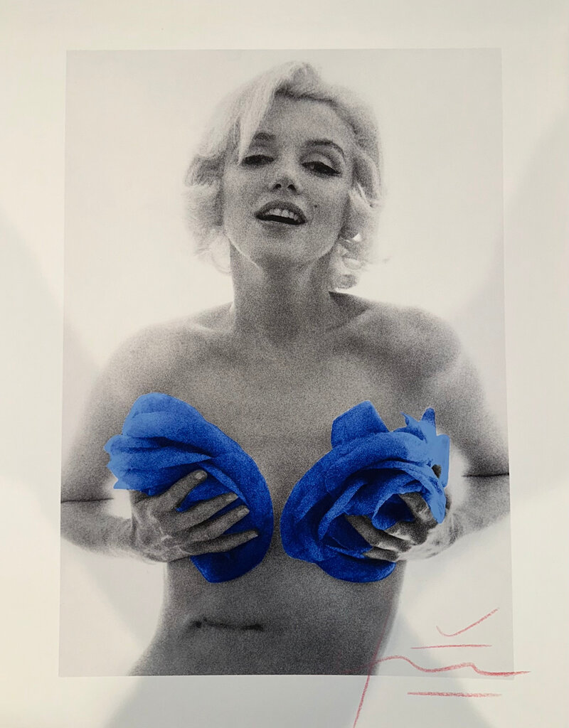 Stern Marilyn with Blue Roses by Bert Stern