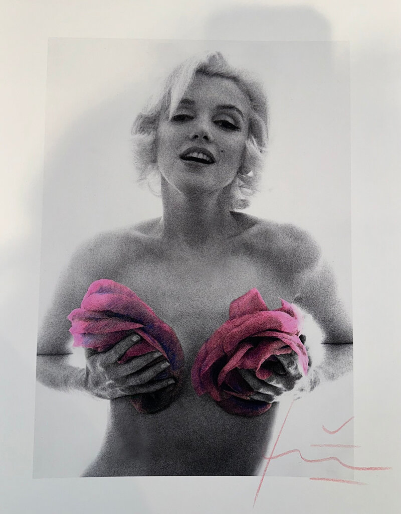 Stern Marilyn with Blue Roses by Bert Stern