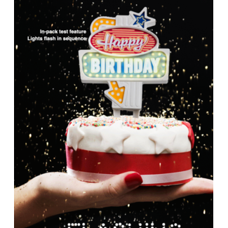 FLASHING CAKE TOPPER - HAPPY BIRTHDAY