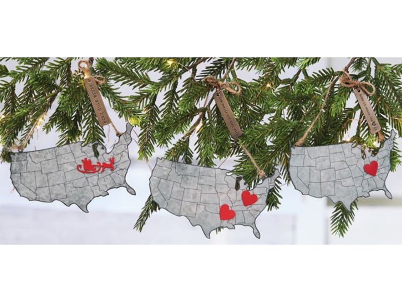 Usa Map Tin Ornament The Royal Rooster