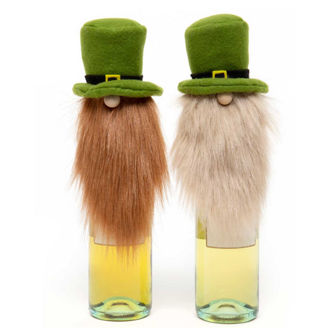 ST PATTY GNOME BEER BOTTLE TOPPER 2 Assorted RE/BE 4"X11"
