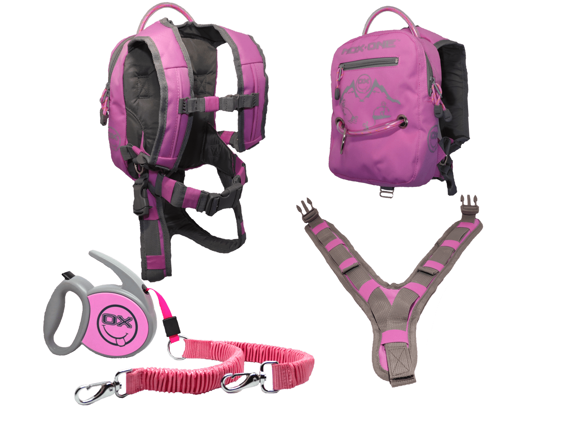MDXONE OX SNOWBOARD & SKI RETRACTABLE HARNESS FOR KID PINK 20