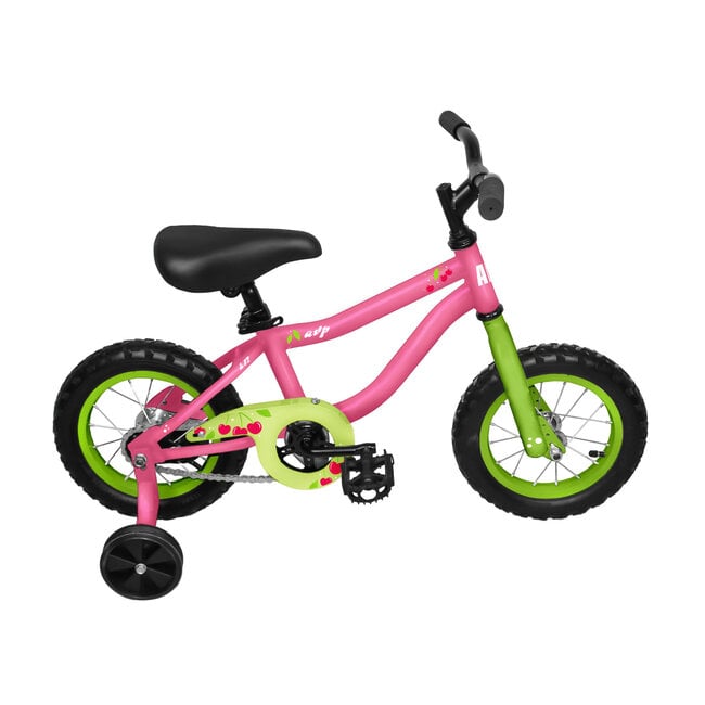 AVP K12 Cerises rose vert velo avec roues stabilisatrices fille 12 Echo sports