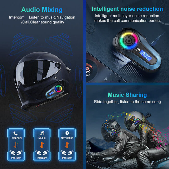 Interphone Bluetooth Q08 MAX avec écran LCD