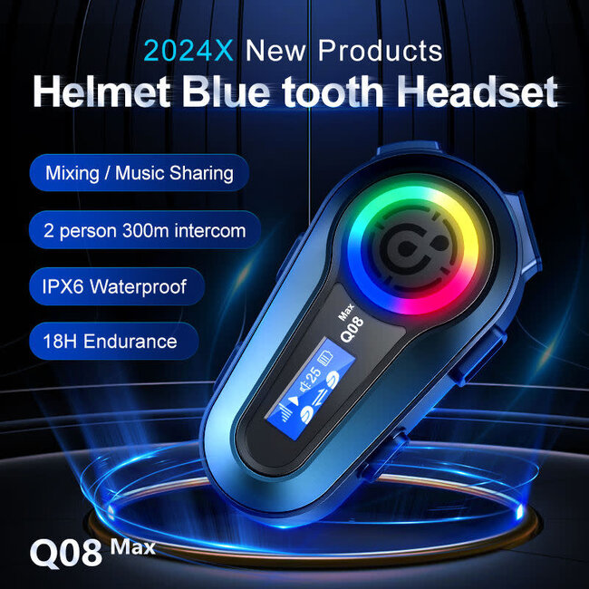 Interphone Bluetooth Q08 MAX avec écran LCD