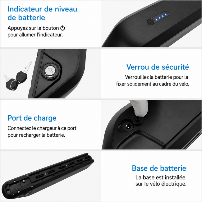 Batterie Kirin DK-5-T 48V 14Ah – 672Wh pour vélo électrique