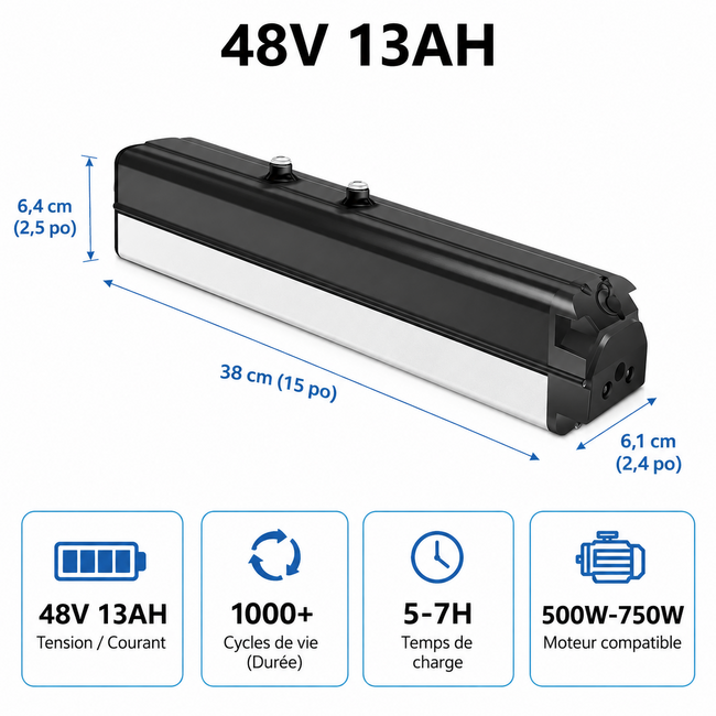 Batterie HOTEBIKE 48V 13Ah – 624Wh pour A6AH26
