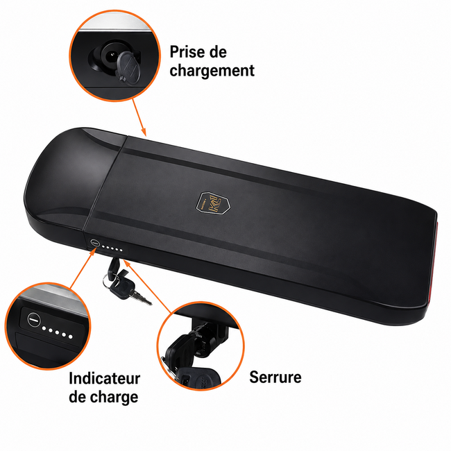 Batterie supplémentaire 48V 15Ah – 720Wh pour vélo électrique avec chargeur
