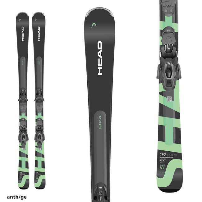 Head Shape V4 Skis with Bindings PR 11 GW 85mm matte Black
