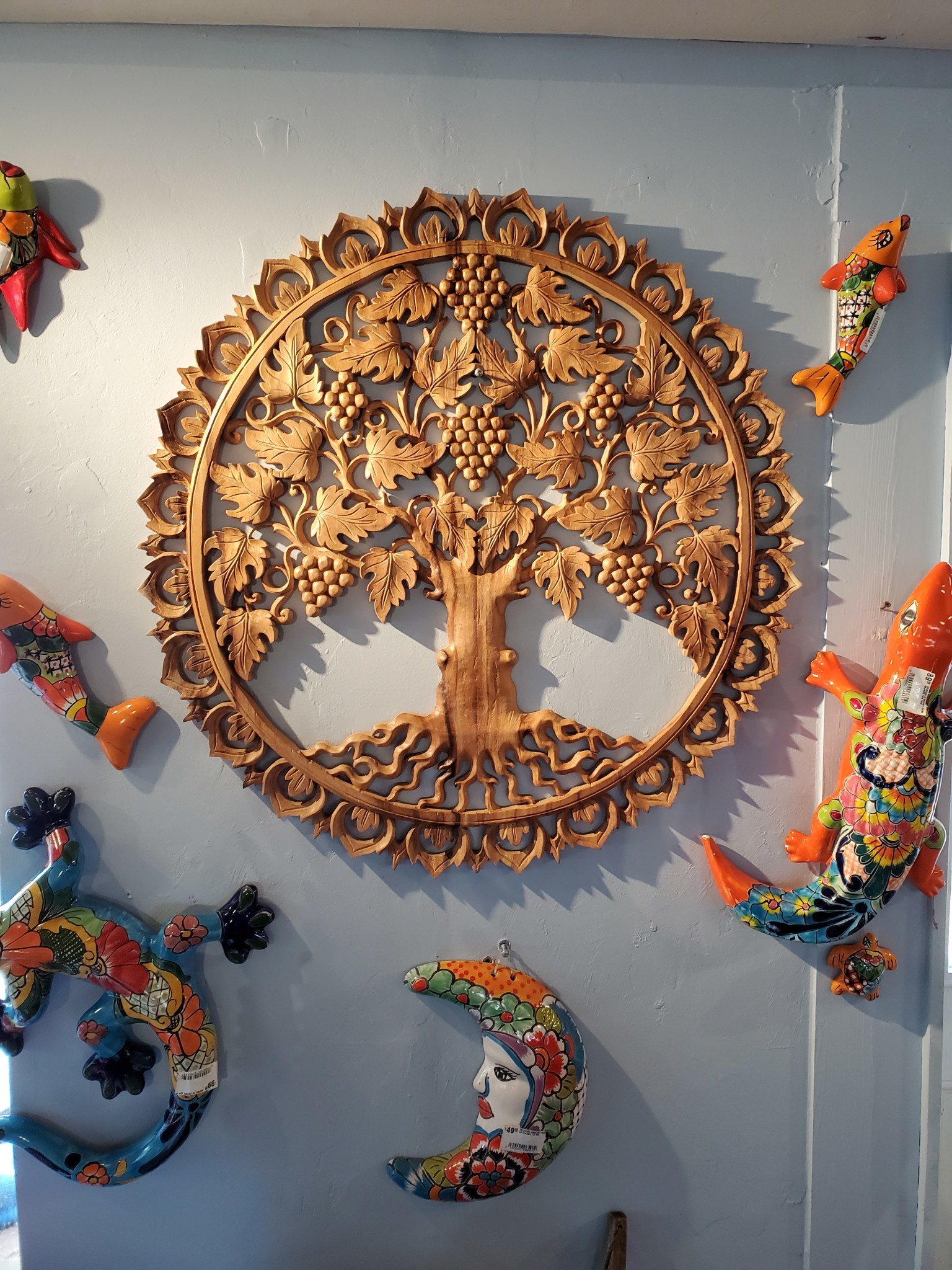 CARVED WOOD TREE OF LIFE - Pottery As Art